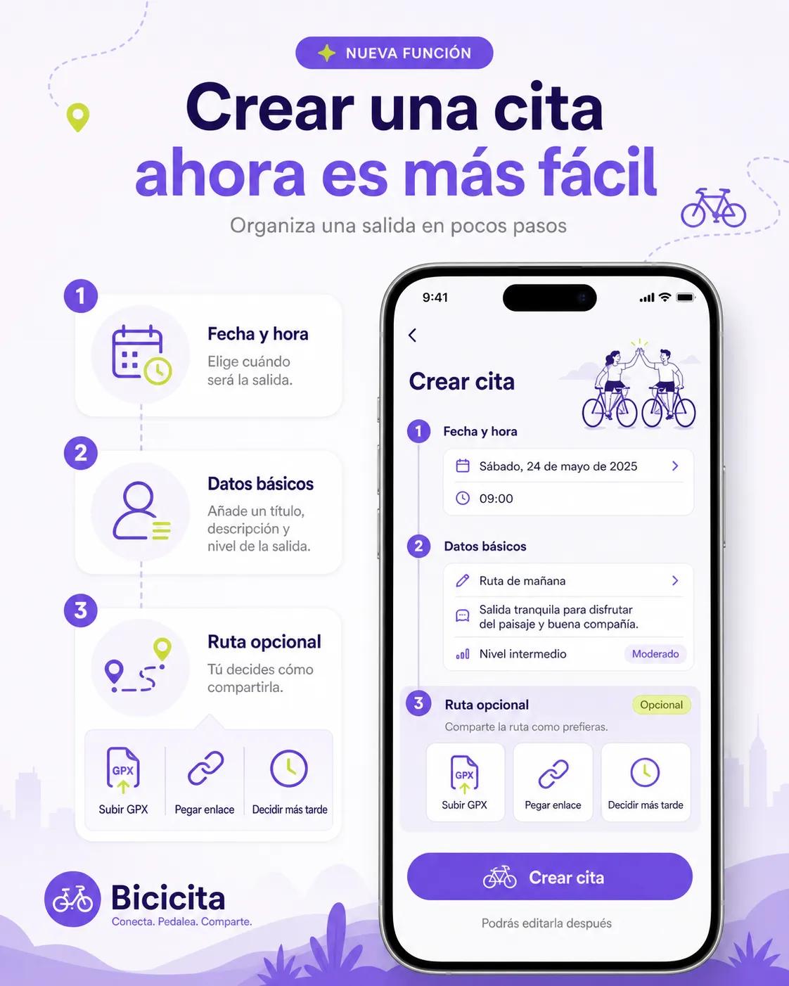 Crear una cita en Bicicita ahora es más fácil