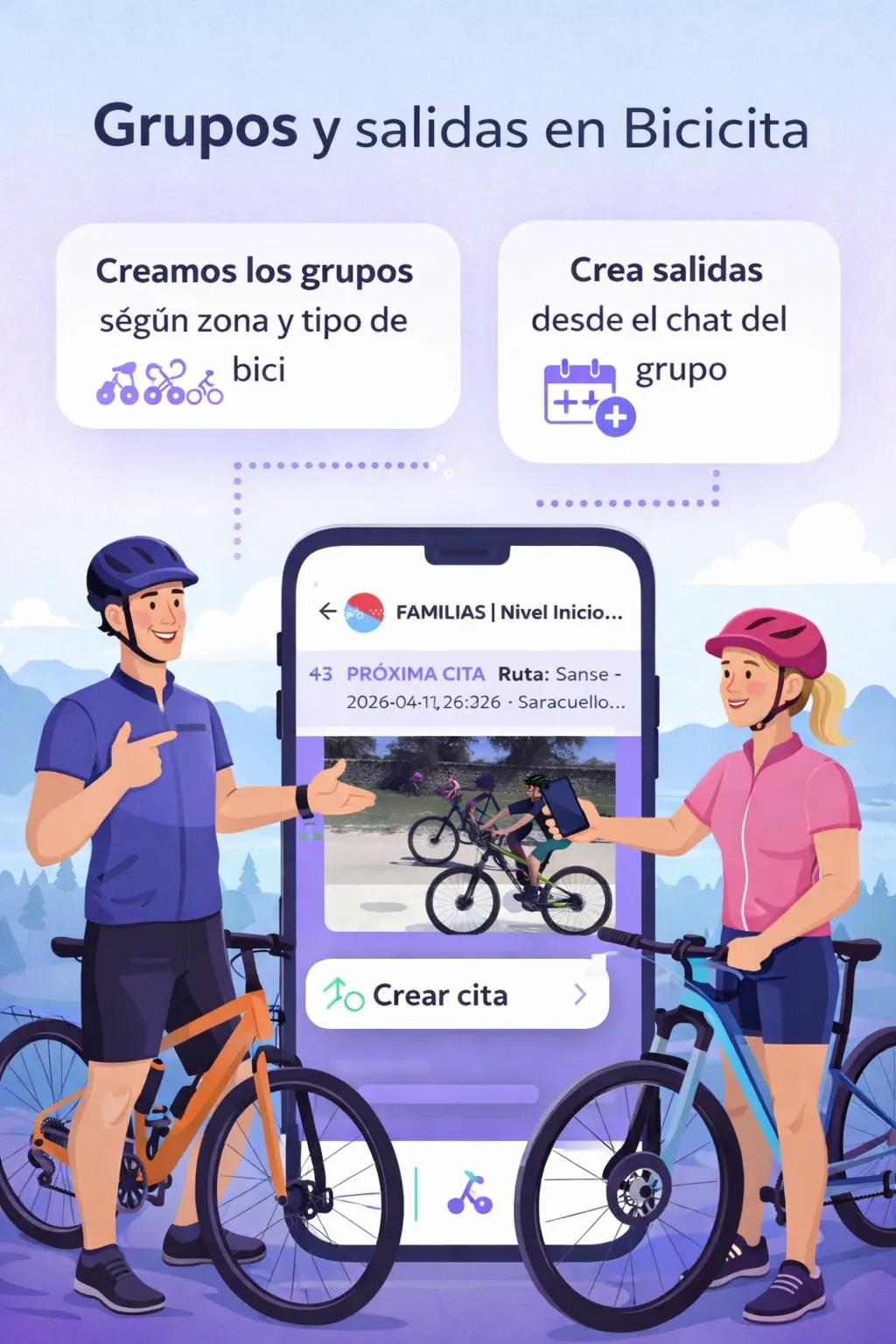 Cómo funcionan los grupos y las citas en Bicicita