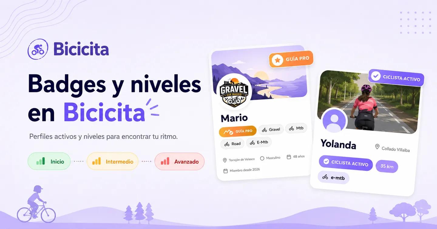 Badges y niveles en Bicicita | Encuentra tu ritmo ciclista